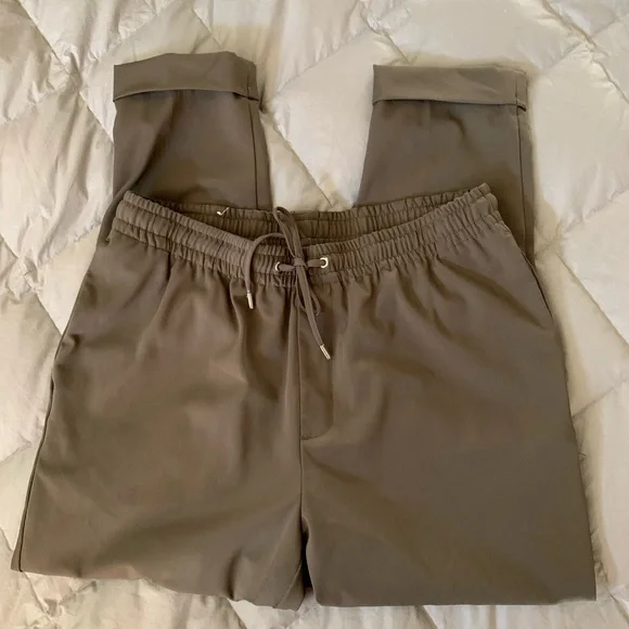 Zara Army Green Cuffed Drawstring Pants - Picture 1 of 11